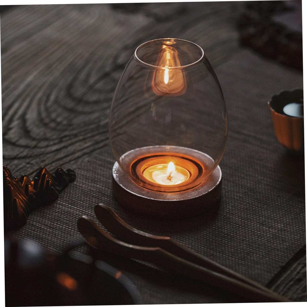 Glass Base Hurricane Candle Holder