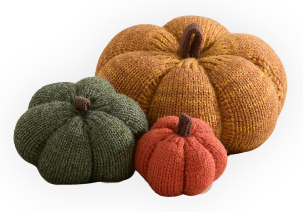 Set of 3 Cozy Knit Pumpkins
