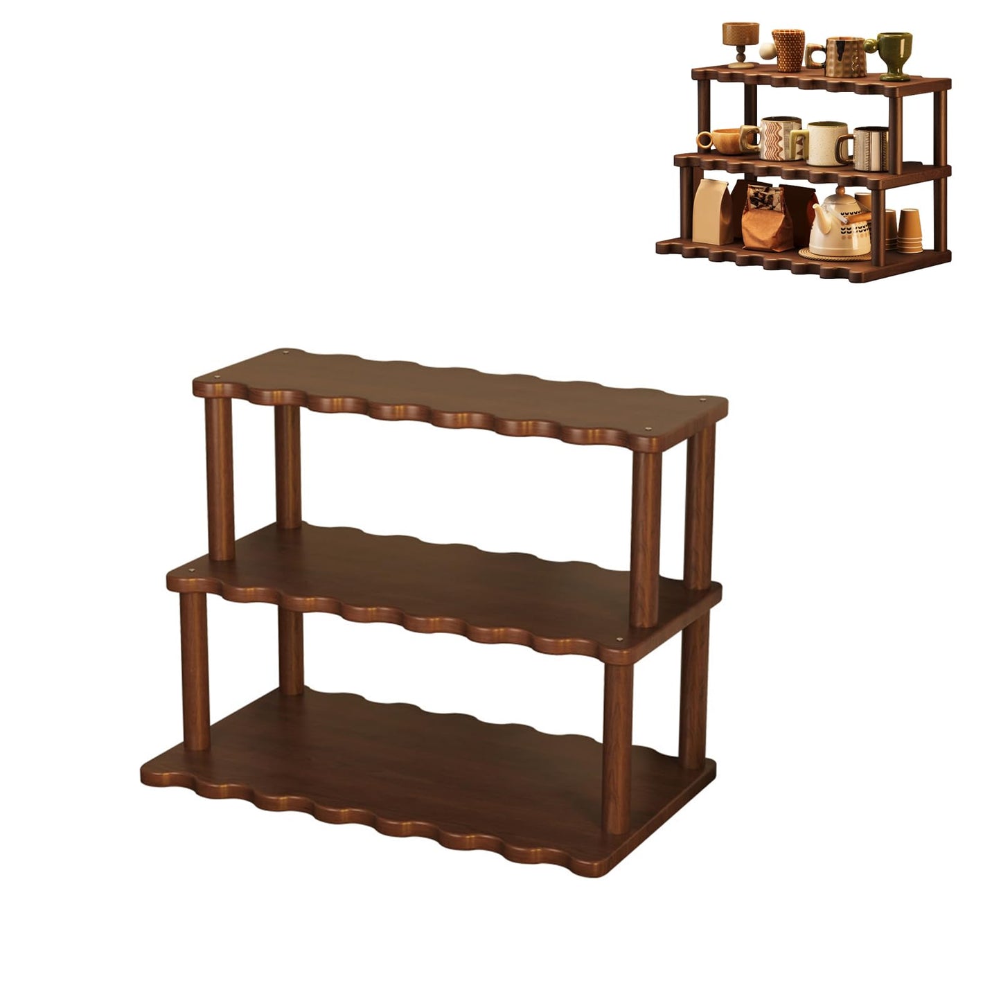 Wooden Mug Holder Countertop Cabinet