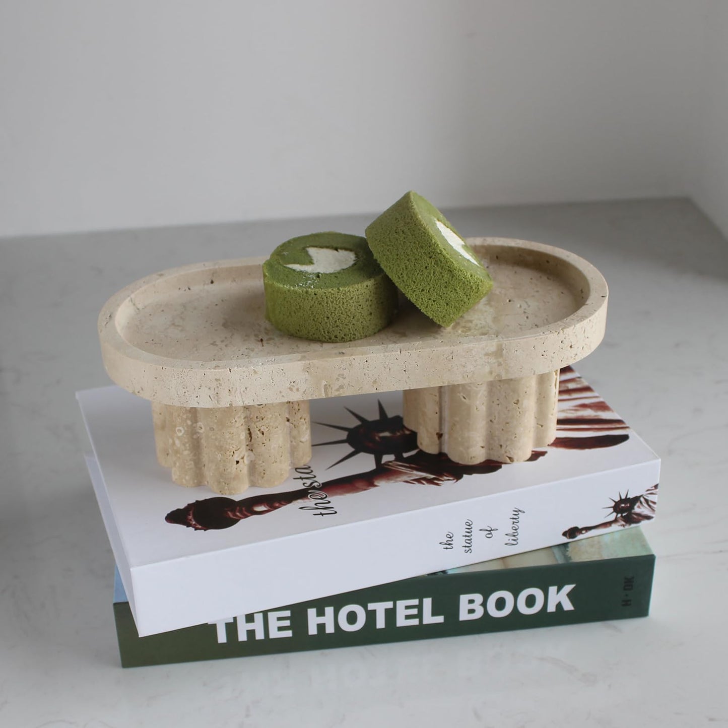 Natural Travertine Marble Oval Tray