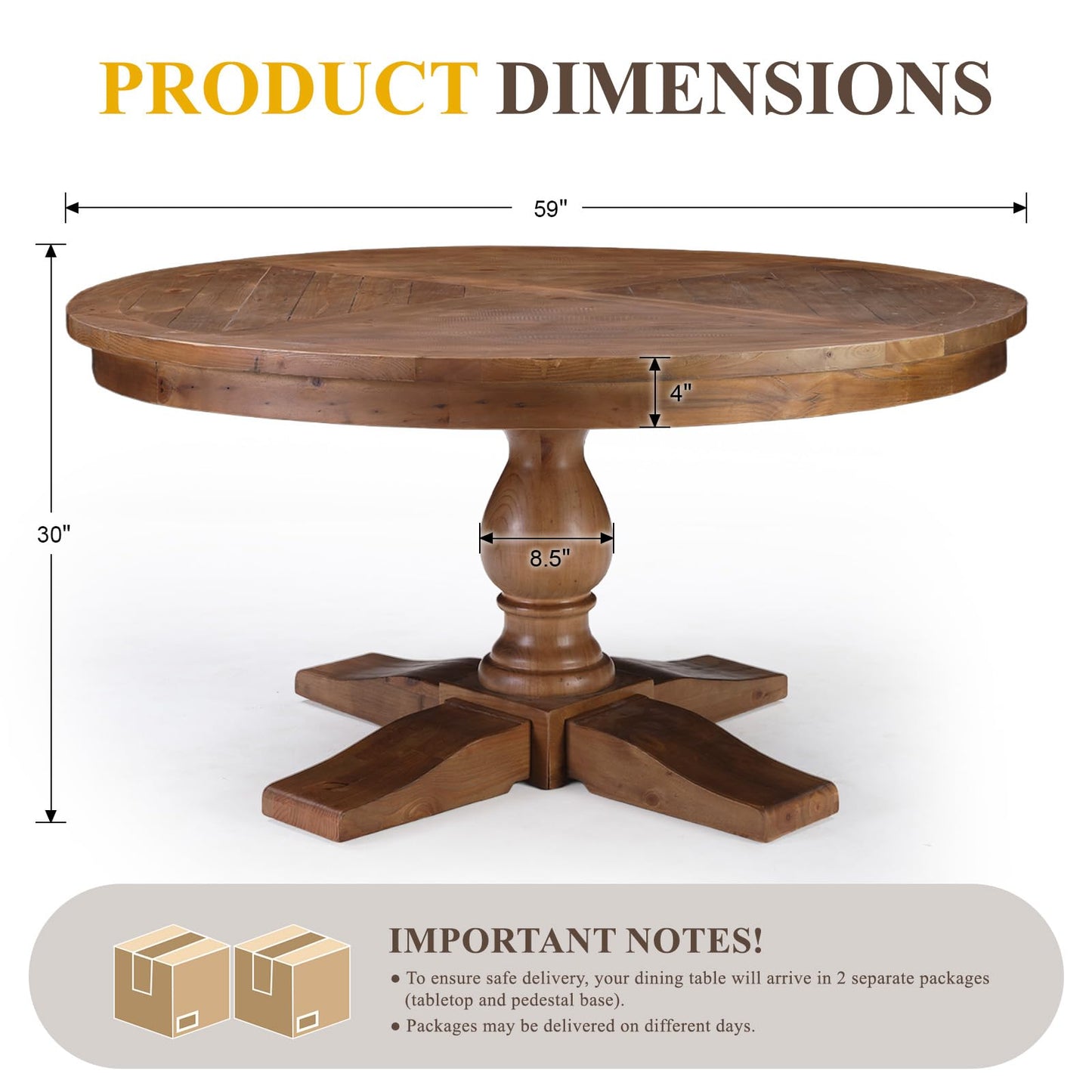 60" Round Dining Kitchen Table