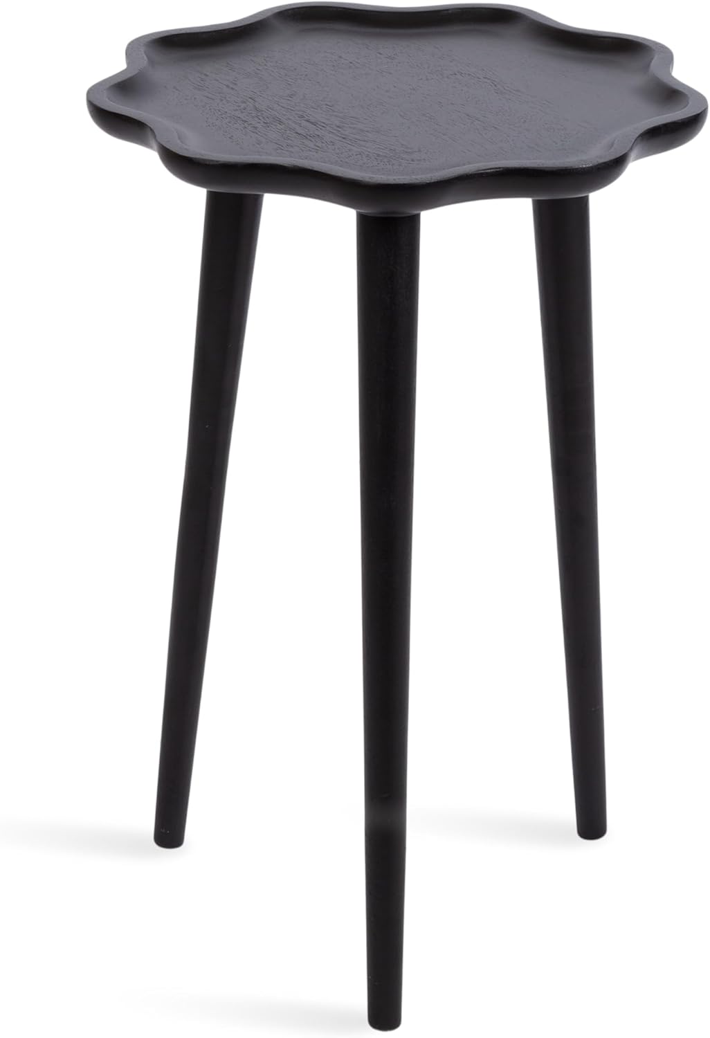 Kate and Laurel Alezar Modern Wooden Round Side Table, 15 x 15 x 22, Walnut Brown, Mid-Century Solid Wood End Table with Wavy Edge for Bedroom Nightstand or Living Room Accent Table