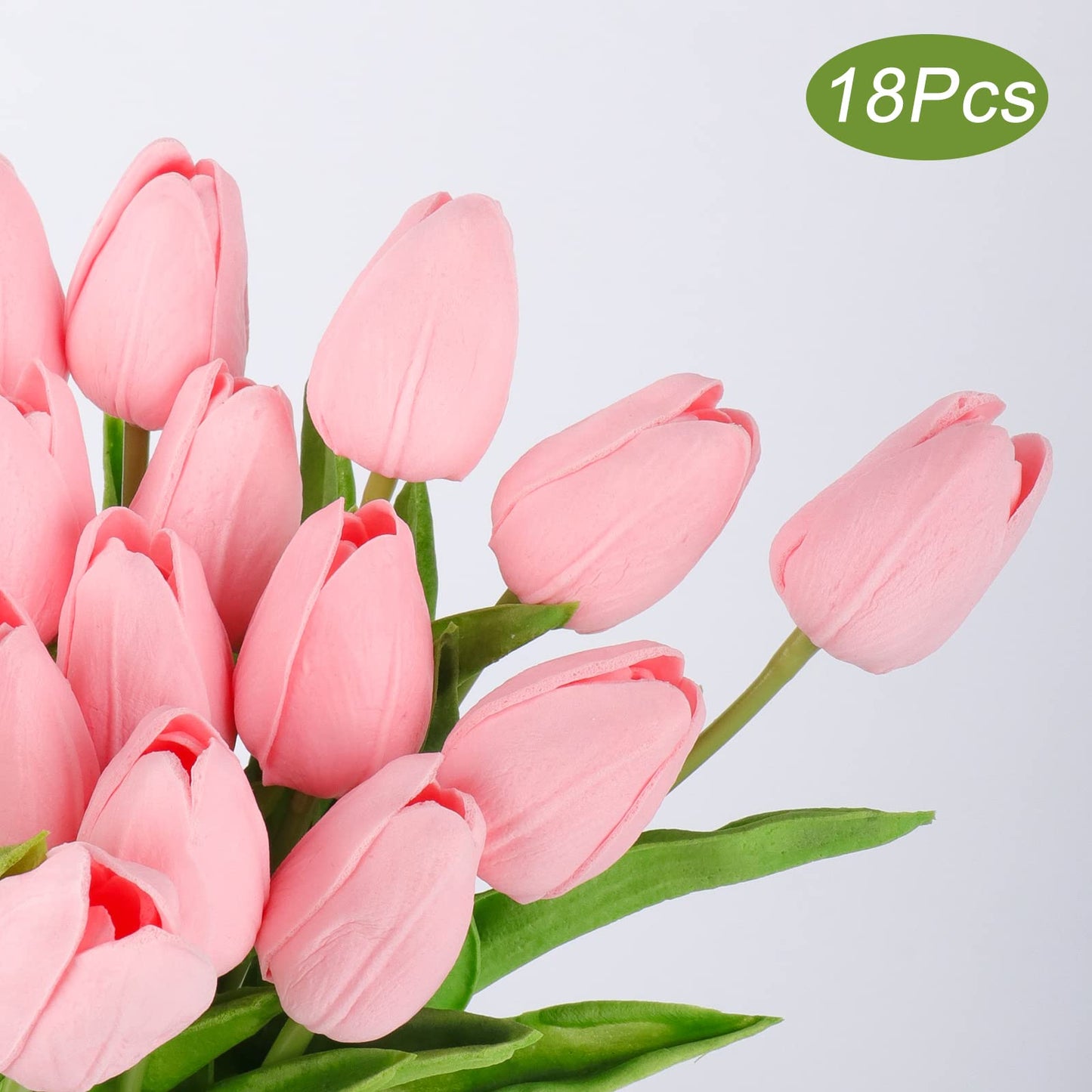 Beferr White Tulips Artificial Flowers 18Pcs Faux Silk Tulip Real Touch Tulip Fake Flowers Bouquets Arrangements for Mother's Day Easter Spring Flowers Gifts Home Table Decor