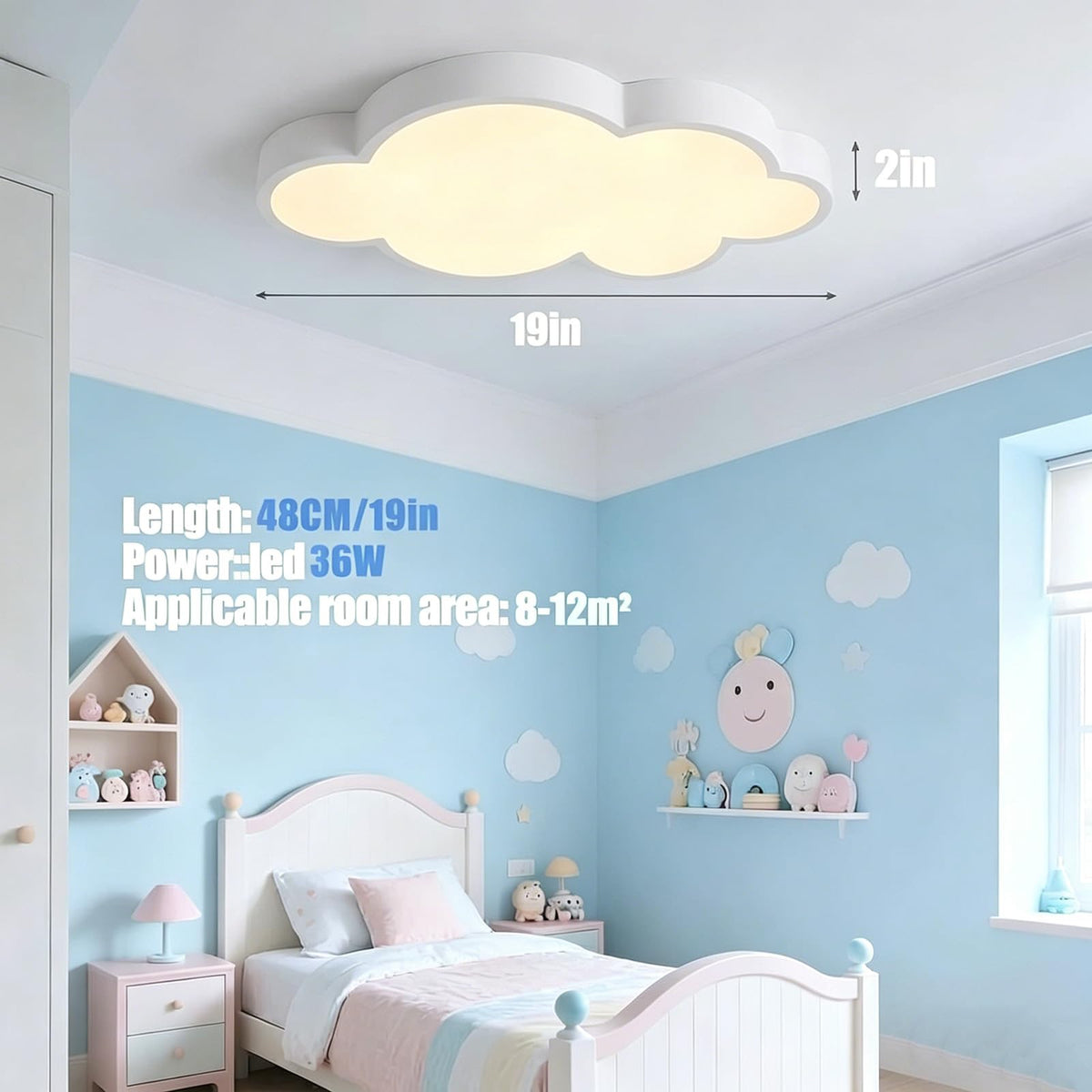 Cloud Shape Led Ceiling Light, with Remote Control