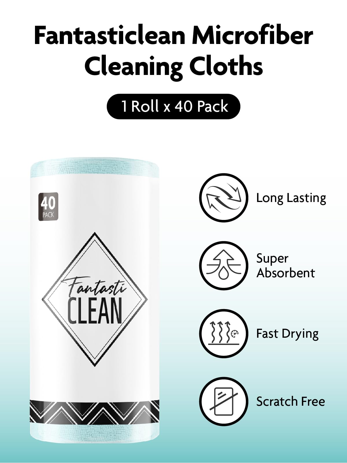 Fantasticlean Microfiber Cleaning Cloth Roll -60 Pack, Tear Away Microfiber Towels, 12" x 12", Reusable, Washable, Scratch Free, Ultra Absorbent Dishcloth for All-Around Cleaning (Beige & Tan)