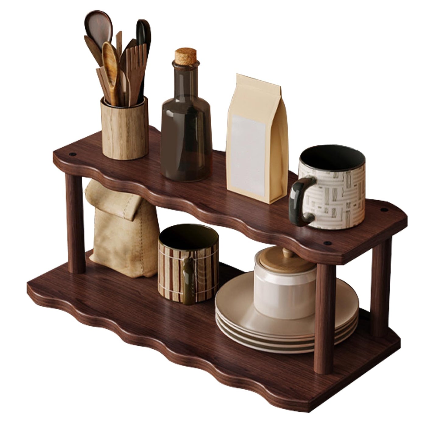 Wooden Mug Holder Countertop Cabinet