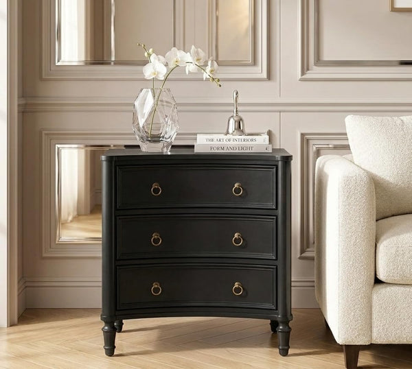End table with Solid Wood Legs and Curved Profile with Charging Station