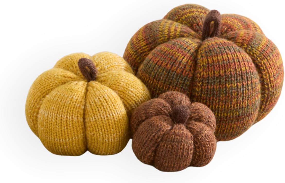 Set of 3 Cozy Knit Pumpkins