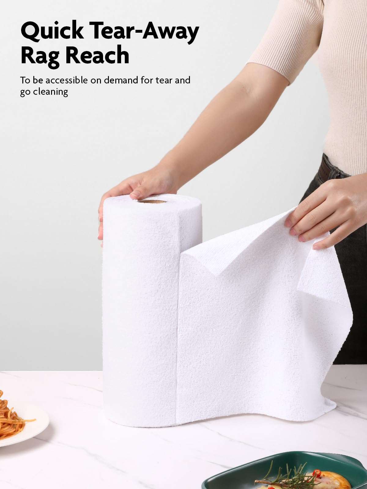 Fantasticlean Microfiber Cleaning Cloth Roll -60 Pack, Tear Away Microfiber Towels, 12" x 12", Reusable, Washable, Scratch Free, Ultra Absorbent Dishcloth for All-Around Cleaning (Beige & Tan)