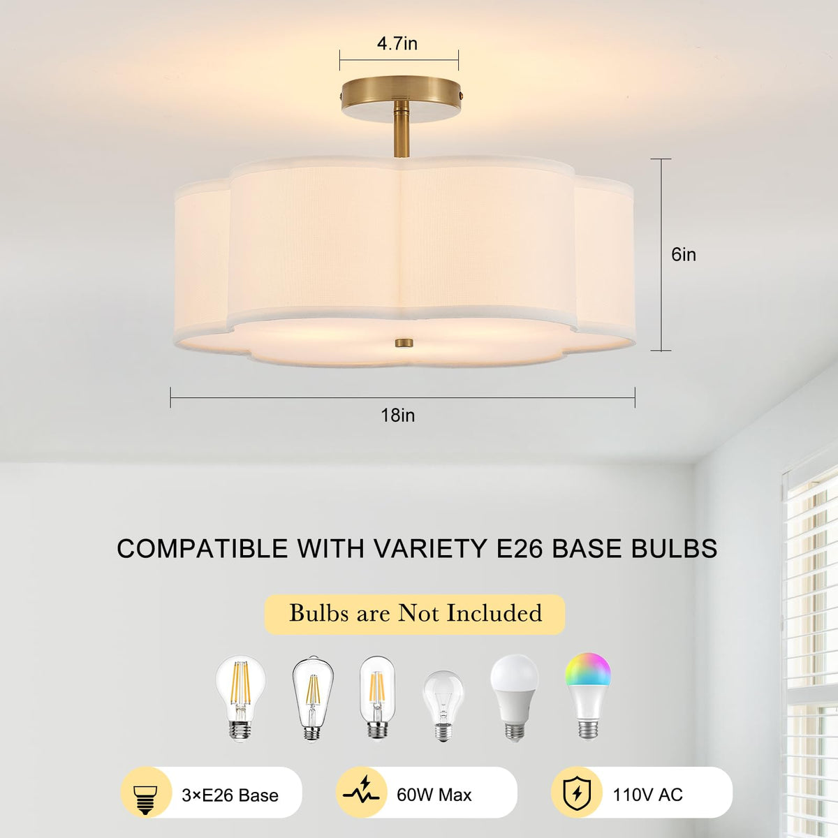 Semi Flush Mount Ceiling Fixture