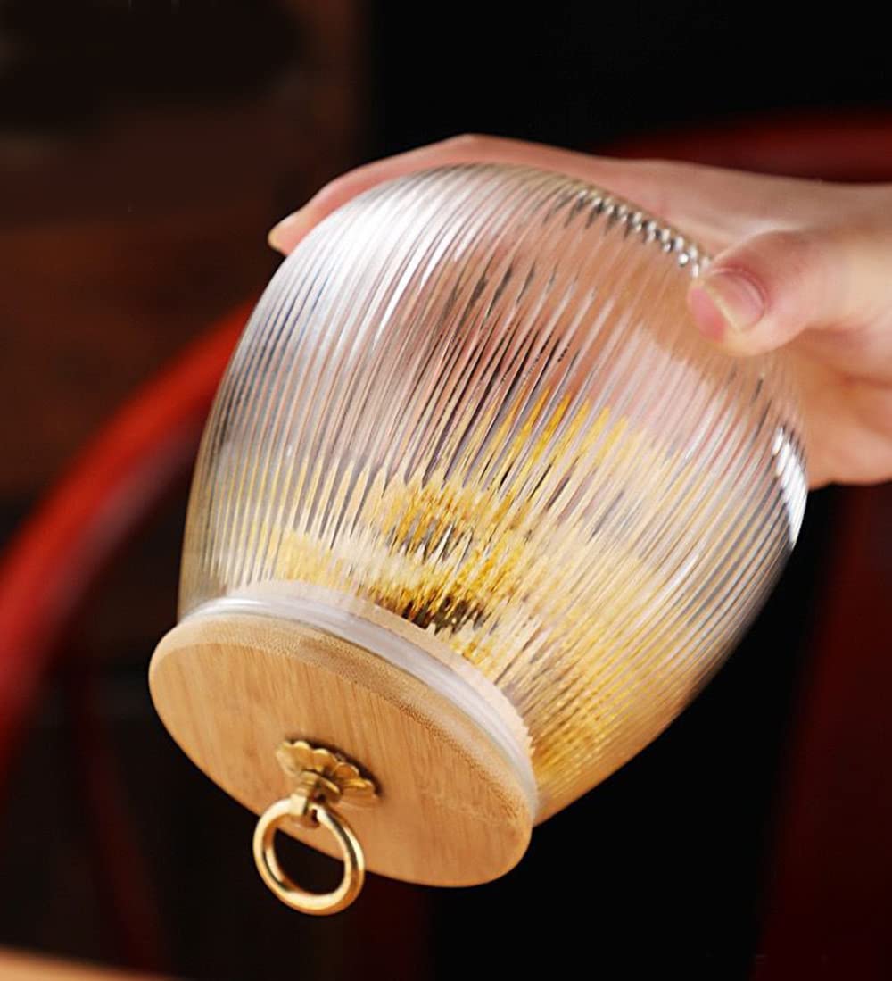 Glass Food Storage Container Candy Dish Spice Jar with Seal Wooden Lid