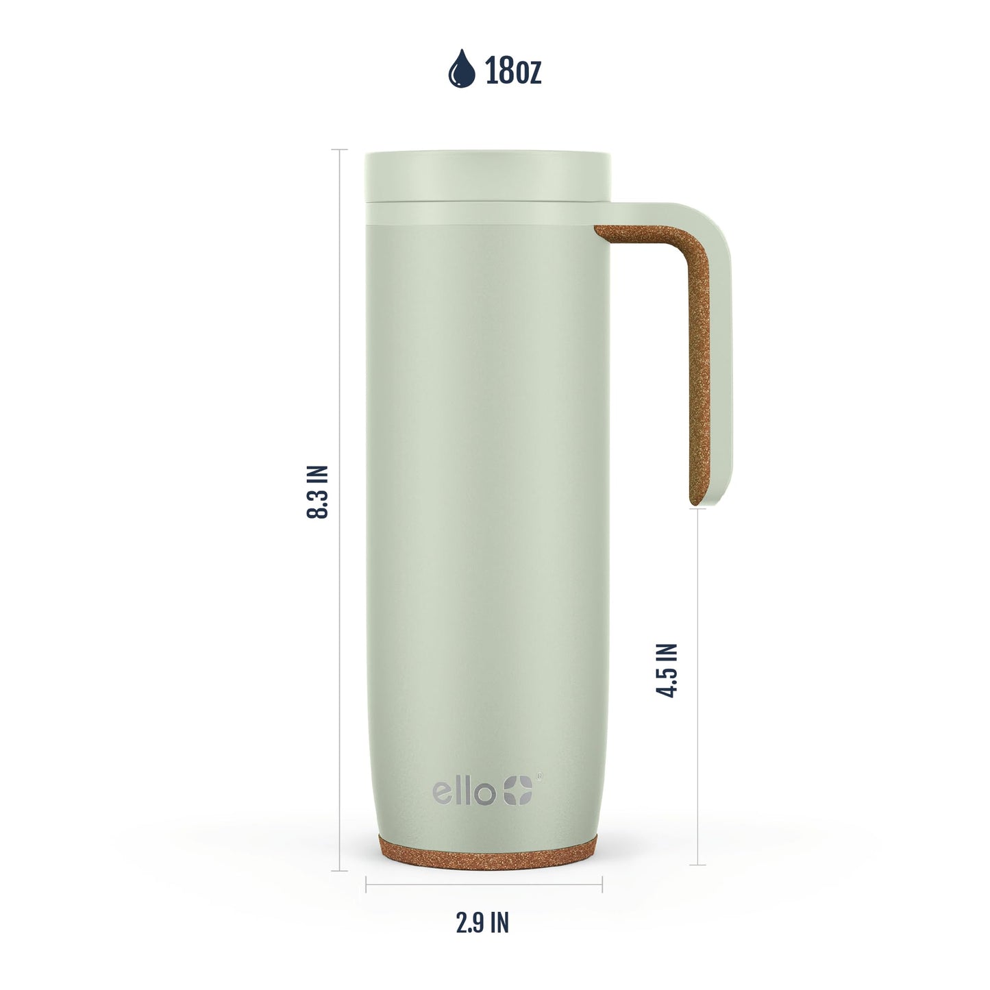 Magnet 18oz Vacuum Insulated Stainless Steel Travel Mug with Side Handle