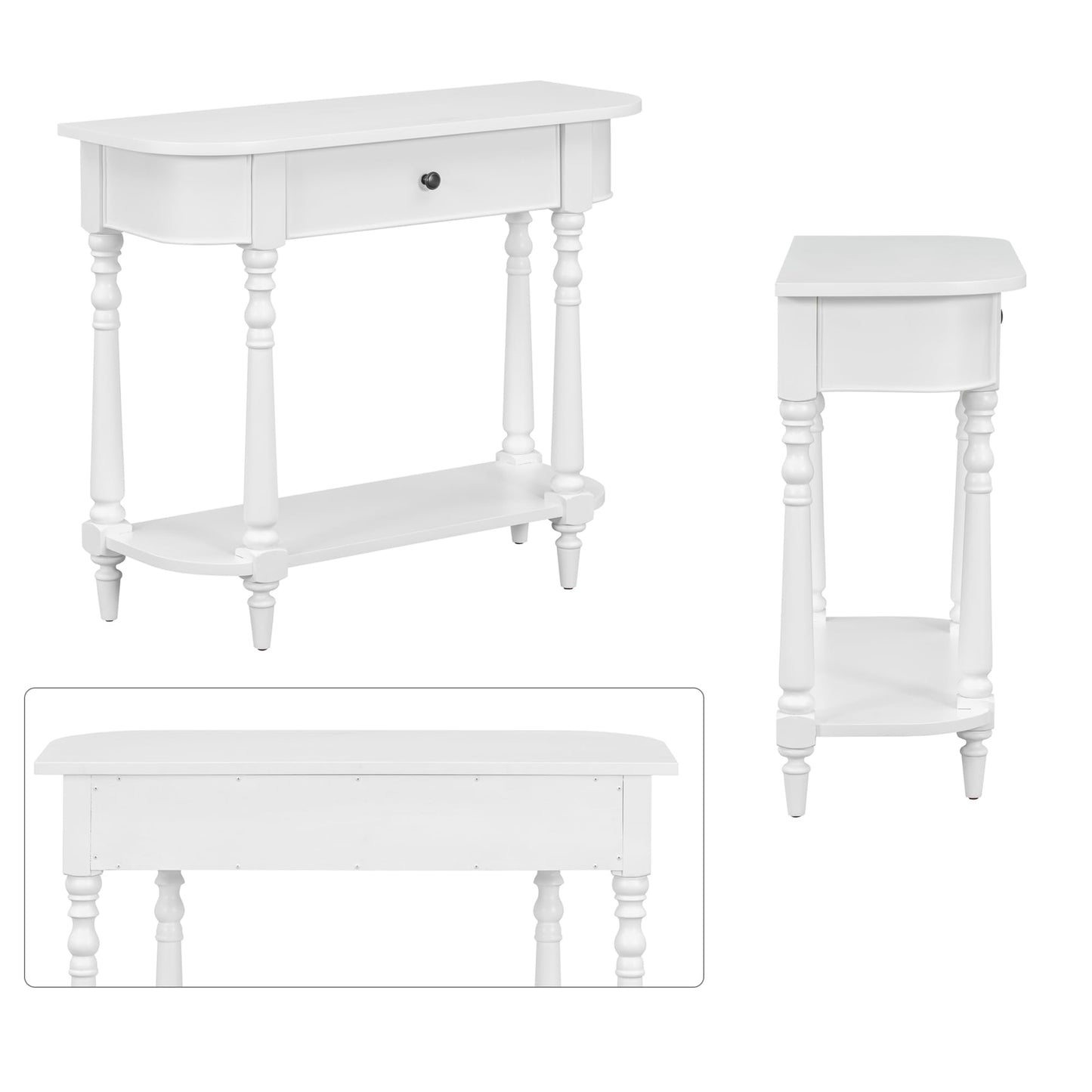 36-Inch Retro Console Sofa Table with Drawer & Storage Shelf
