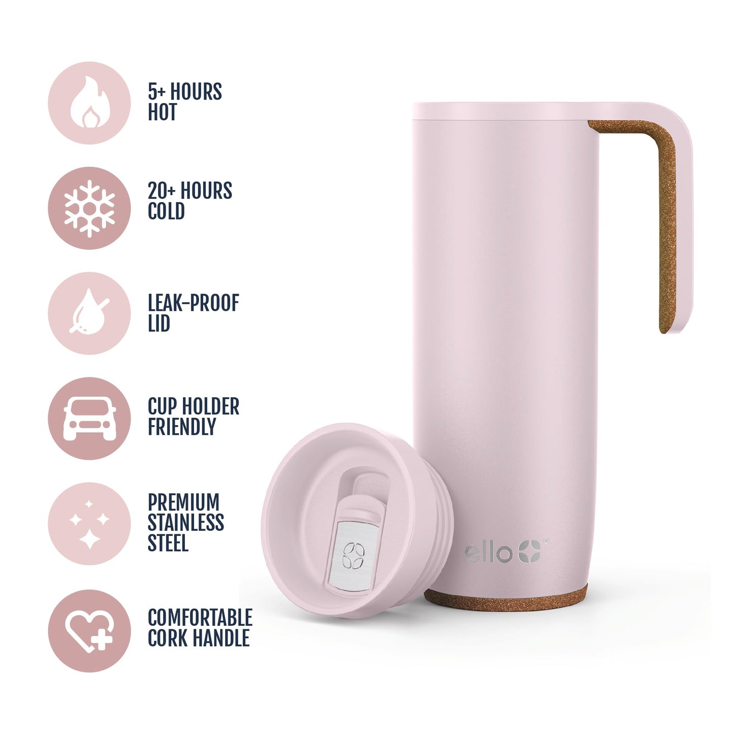 Magnet 18oz Vacuum Insulated Stainless Steel Travel Mug with Side Handle