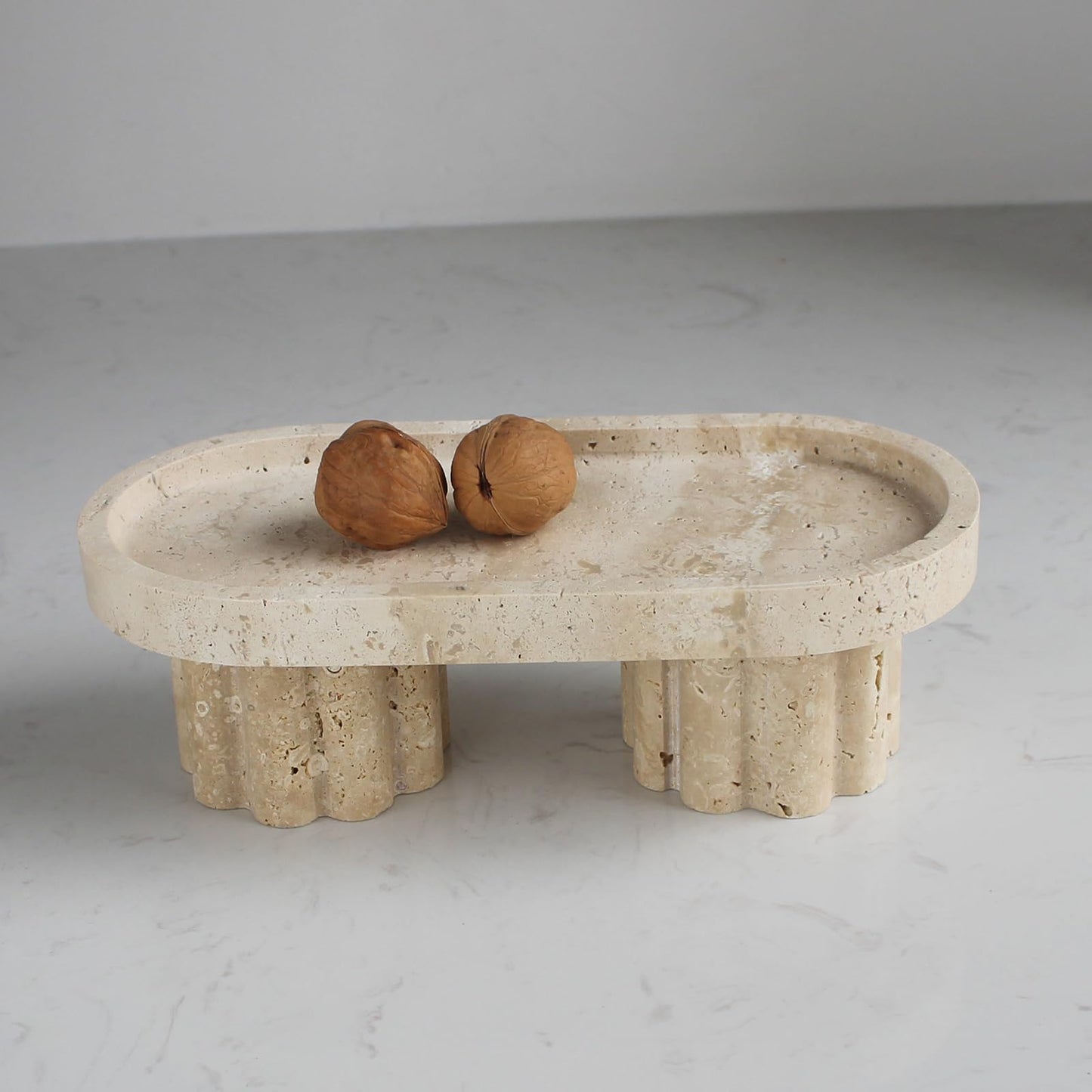 Natural Travertine Marble Oval Tray