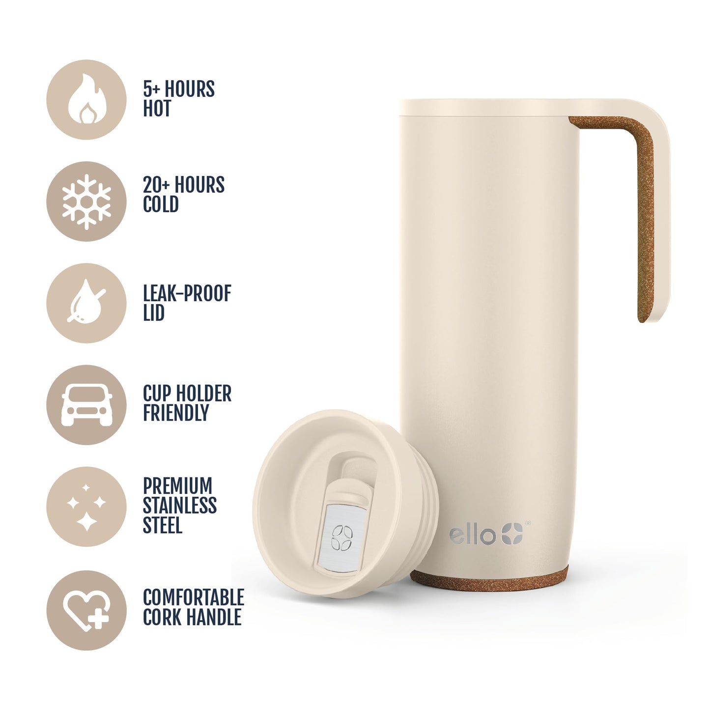 Magnet 18oz Vacuum Insulated Stainless Steel Travel Mug with Side Handle