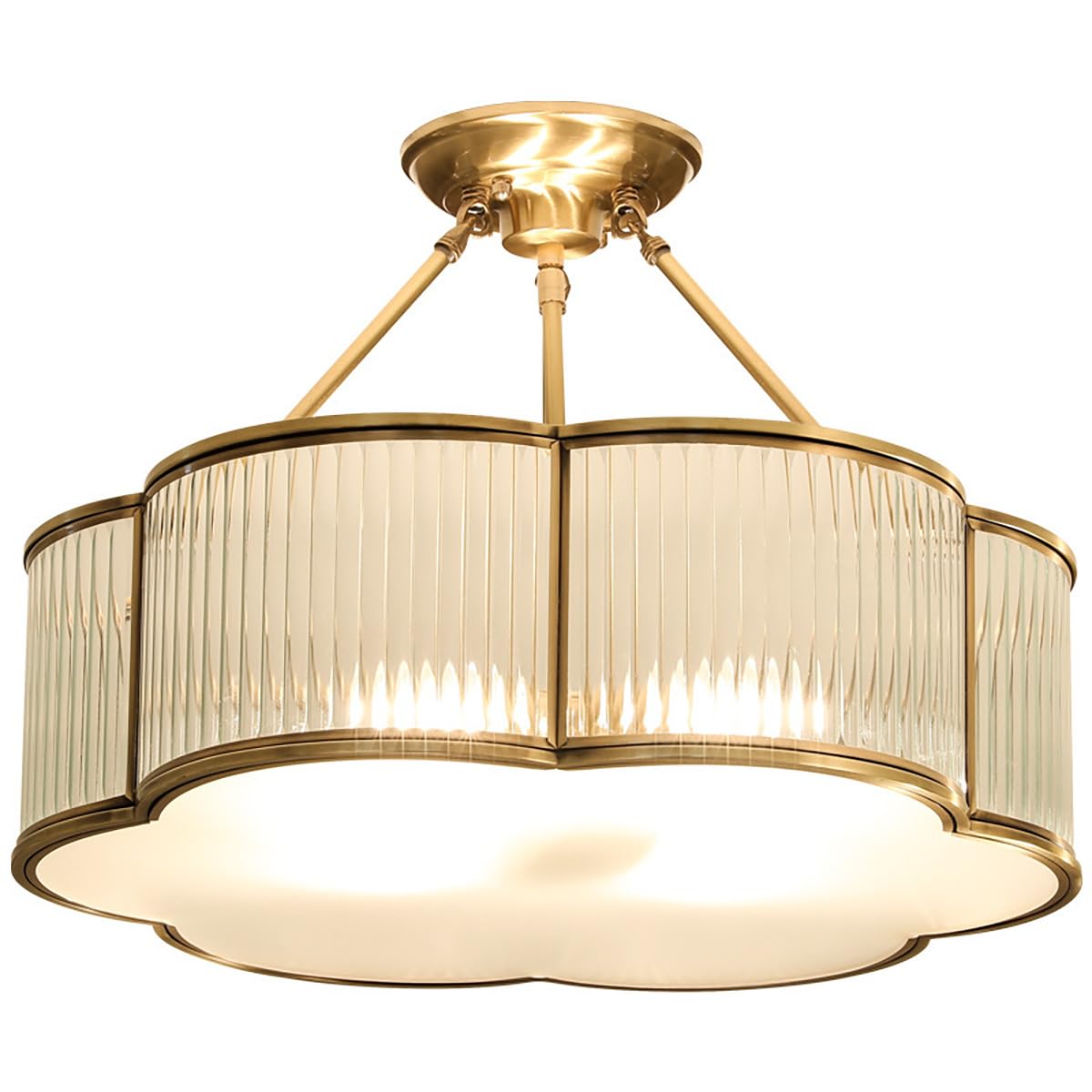 Vintage Style Brass Flush Mount Chandelier