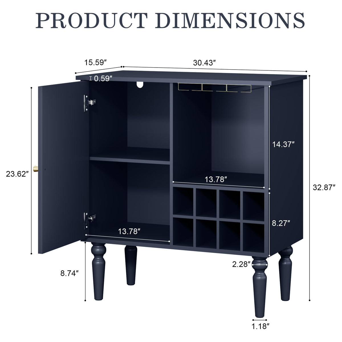 Arched Fluted Coffee Bar Cabinet with Storage & Wine Racks