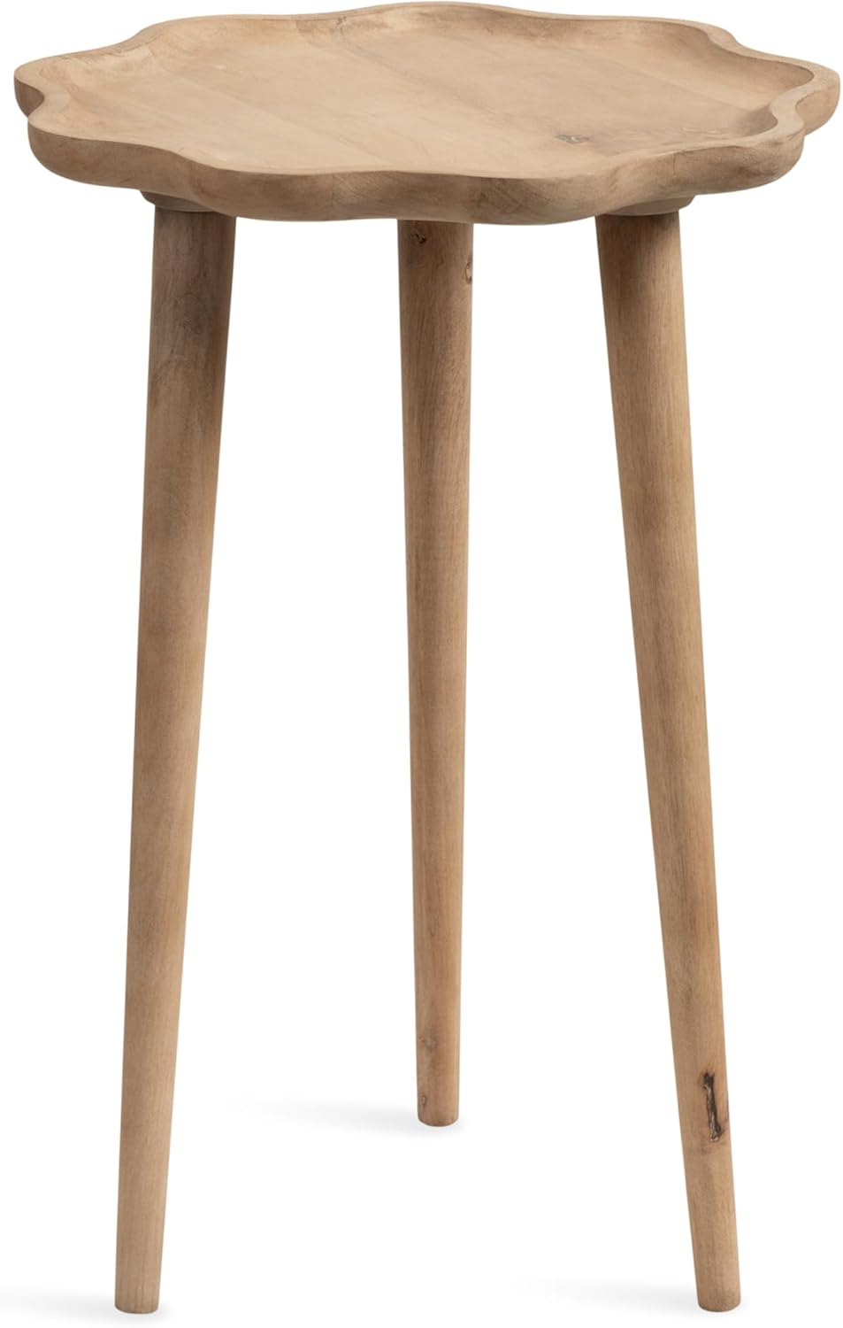 Kate and Laurel Alezar Modern Wooden Round Side Table, 15 x 15 x 22, Walnut Brown, Mid-Century Solid Wood End Table with Wavy Edge for Bedroom Nightstand or Living Room Accent Table