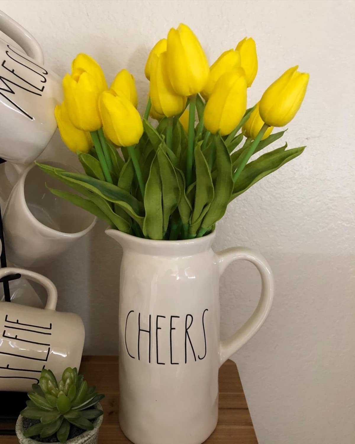 Beferr White Tulips Artificial Flowers 18Pcs Faux Silk Tulip Real Touch Tulip Fake Flowers Bouquets Arrangements for Mother's Day Easter Spring Flowers Gifts Home Table Decor