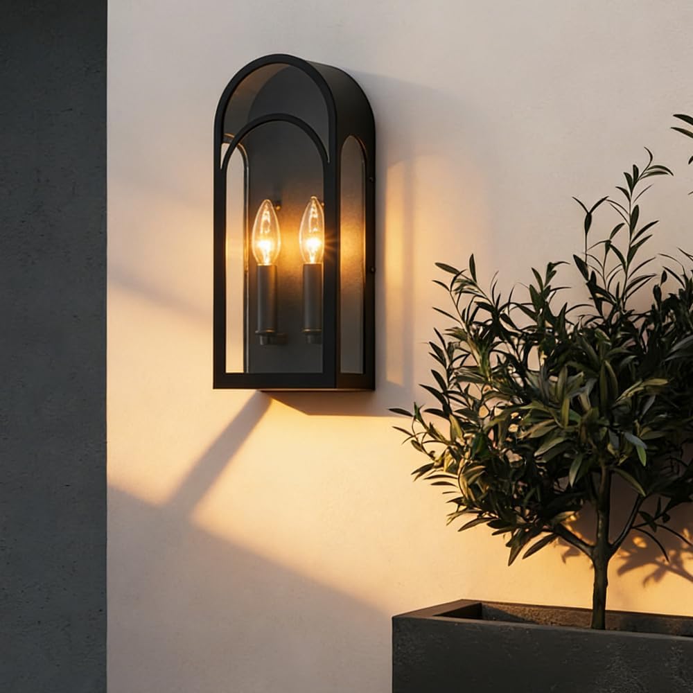Large Outdoor Wall Lanterns Lights, Modern Wall Sconce with Clear Glass