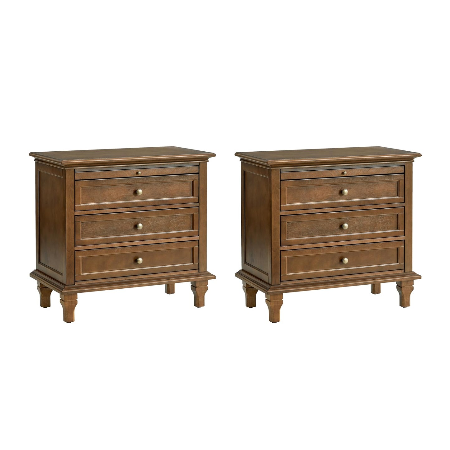 Solid Wood 3 Drawer End Table with Tray