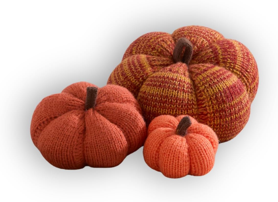 Set of 3 Cozy Knit Pumpkins