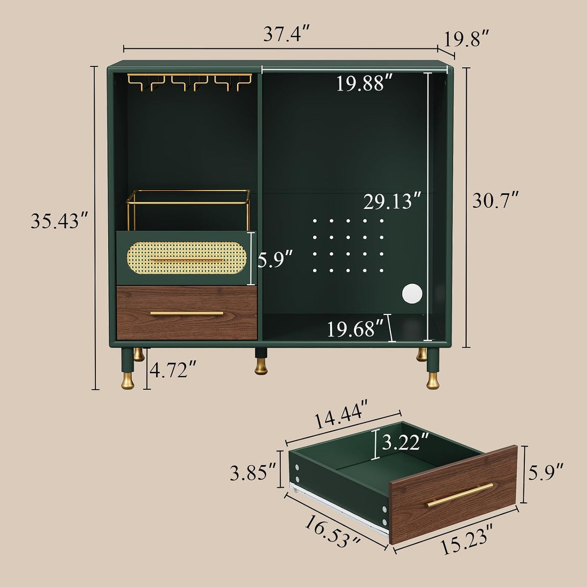 Coffee Wine Bar Cabinet with Mini Fridge