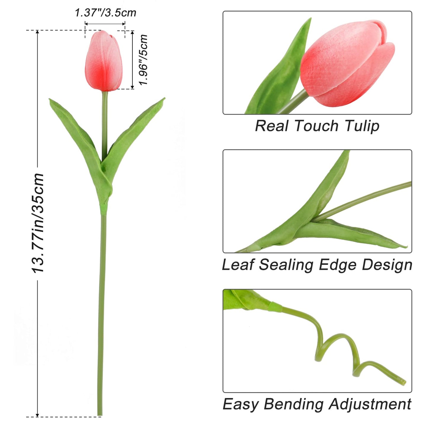 Beferr White Tulips Artificial Flowers 18Pcs Faux Silk Tulip Real Touch Tulip Fake Flowers Bouquets Arrangements for Mother's Day Easter Spring Flowers Gifts Home Table Decor