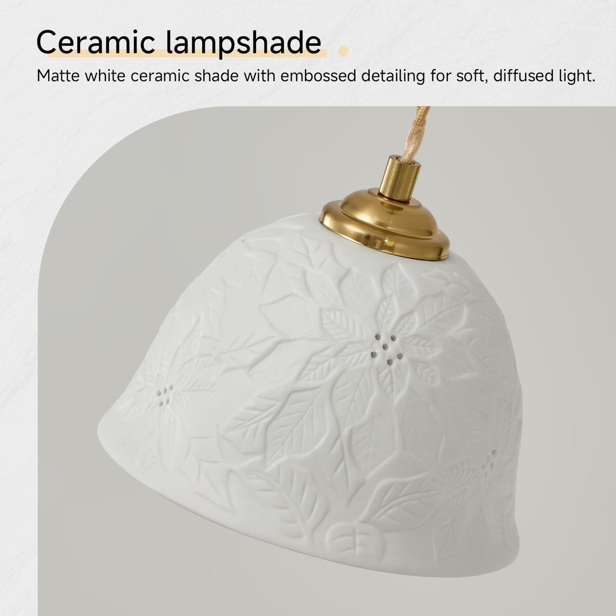 Vintage White Scalloped Ceramic Pendant