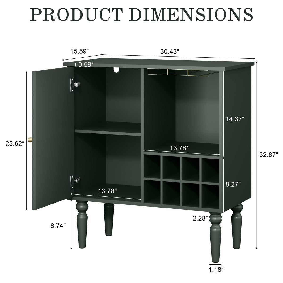 Arched Fluted Coffee Bar Cabinet with Storage & Wine Racks
