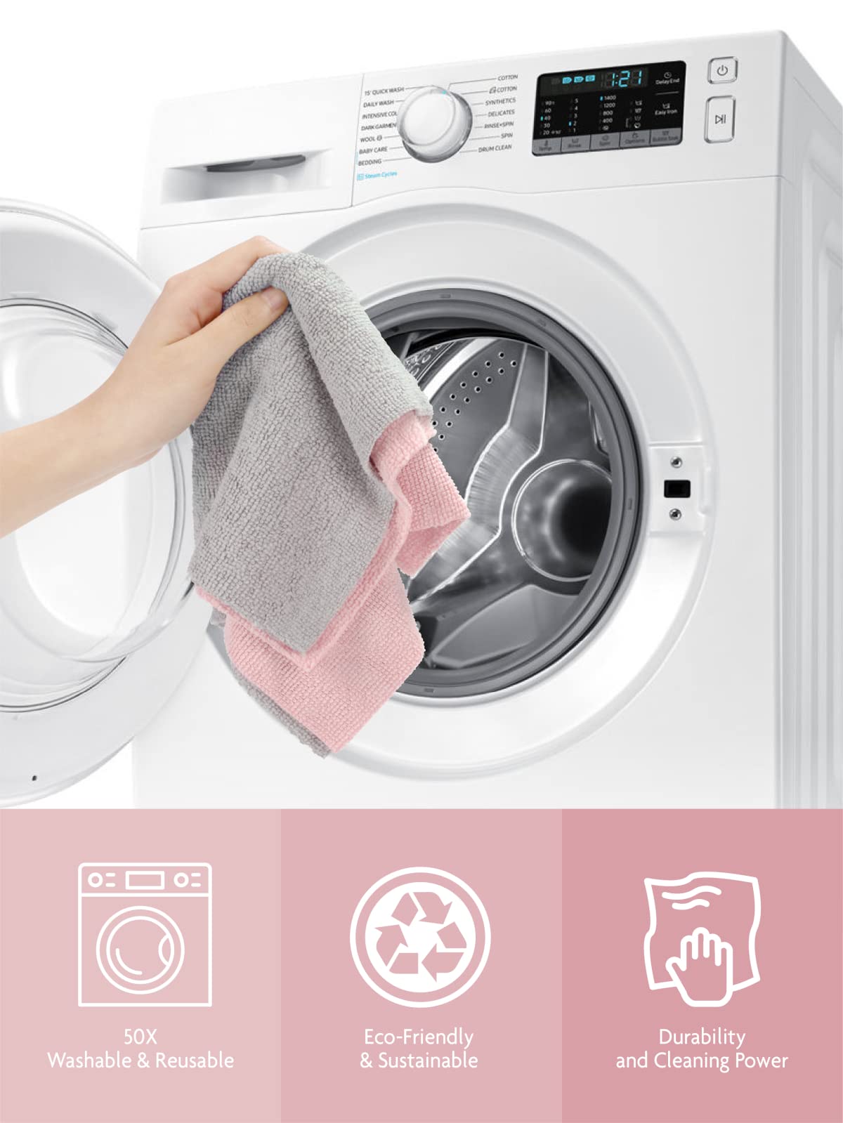 Fantasticlean Microfiber Cleaning Cloth Roll -60 Pack, Tear Away Microfiber Towels, 12" x 12", Reusable, Washable, Scratch Free, Ultra Absorbent Dishcloth for All-Around Cleaning (Beige & Tan)