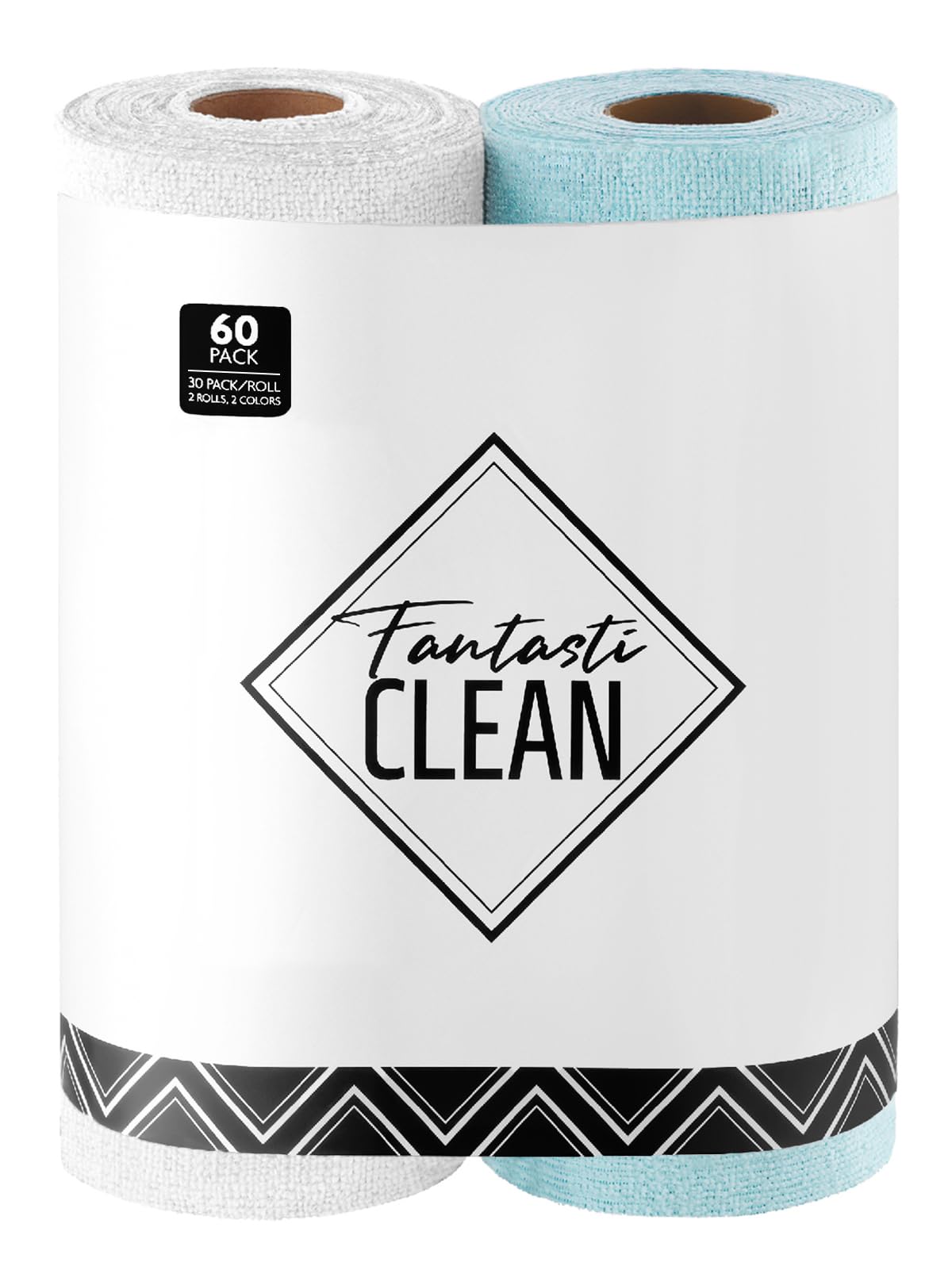 Fantasticlean Microfiber Cleaning Cloth Roll -60 Pack, Tear Away Microfiber Towels, 12" x 12", Reusable, Washable, Scratch Free, Ultra Absorbent Dishcloth for All-Around Cleaning (Beige & Tan)