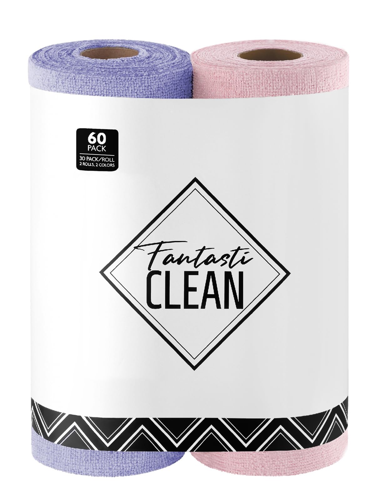 Fantasticlean Microfiber Cleaning Cloth Roll -60 Pack, Tear Away Microfiber Towels, 12" x 12", Reusable, Washable, Scratch Free, Ultra Absorbent Dishcloth for All-Around Cleaning (Beige & Tan)
