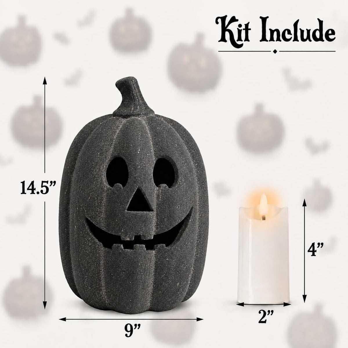Halloween Decorations - Terracotta Pumpkin Jack O' Lantern