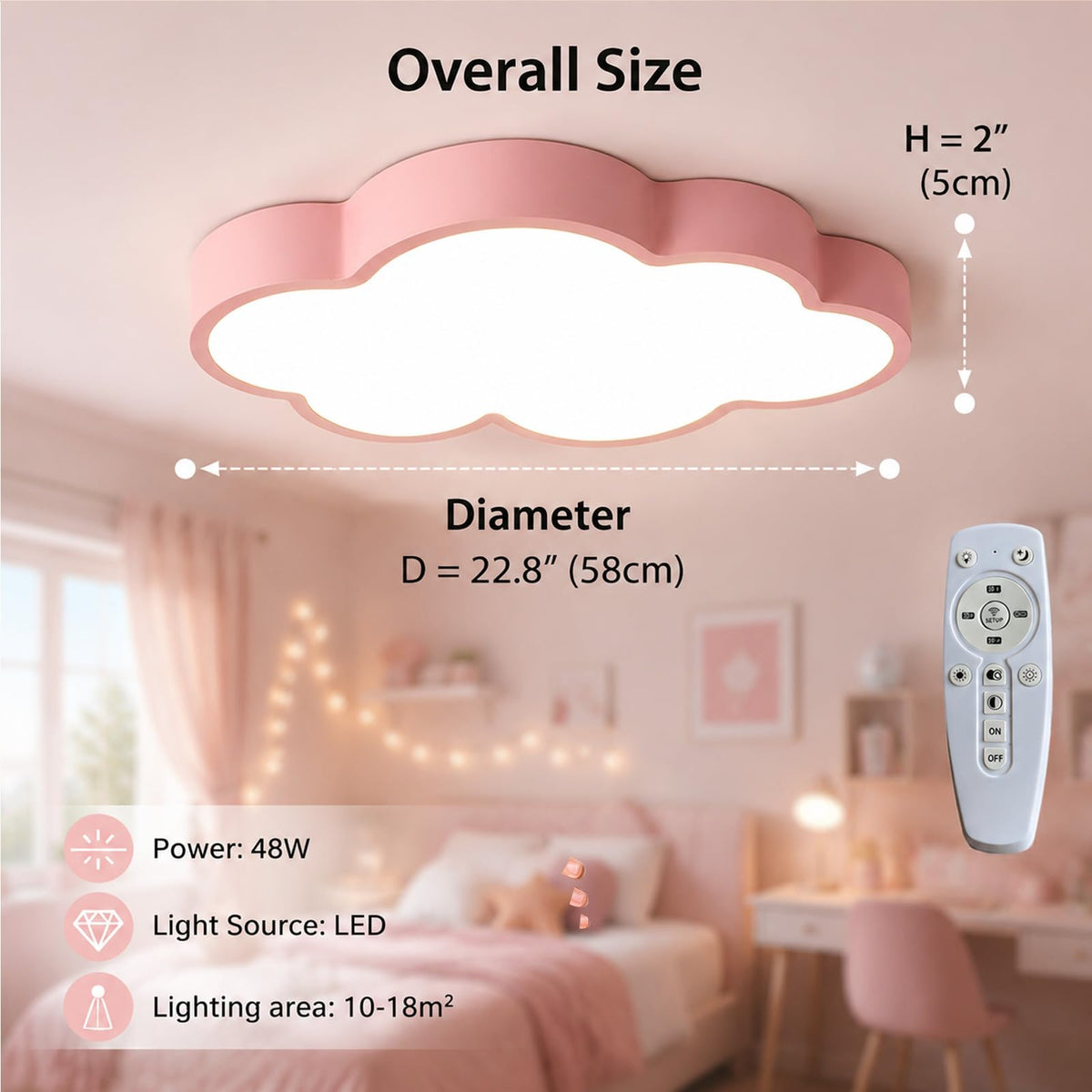 Cloud Shape Led Ceiling Light, with Remote Control