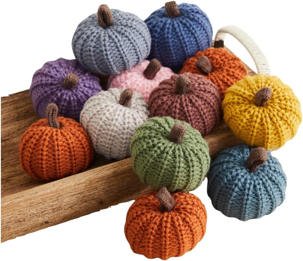 Set of 3 Cozy Knit Pumpkins