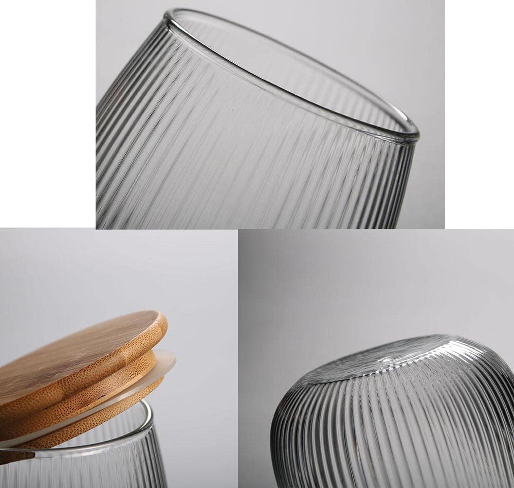Glass Food Storage Container Candy Dish Spice Jar with Seal Wooden Lid