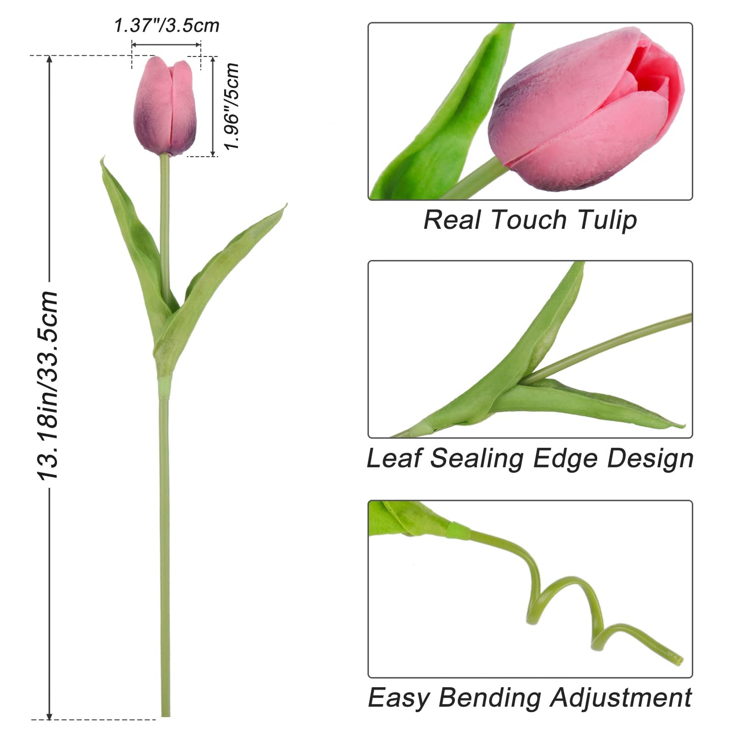 Beferr White Tulips Artificial Flowers 18Pcs Faux Silk Tulip Real Touch Tulip Fake Flowers Bouquets Arrangements for Mother's Day Easter Spring Flowers Gifts Home Table Decor