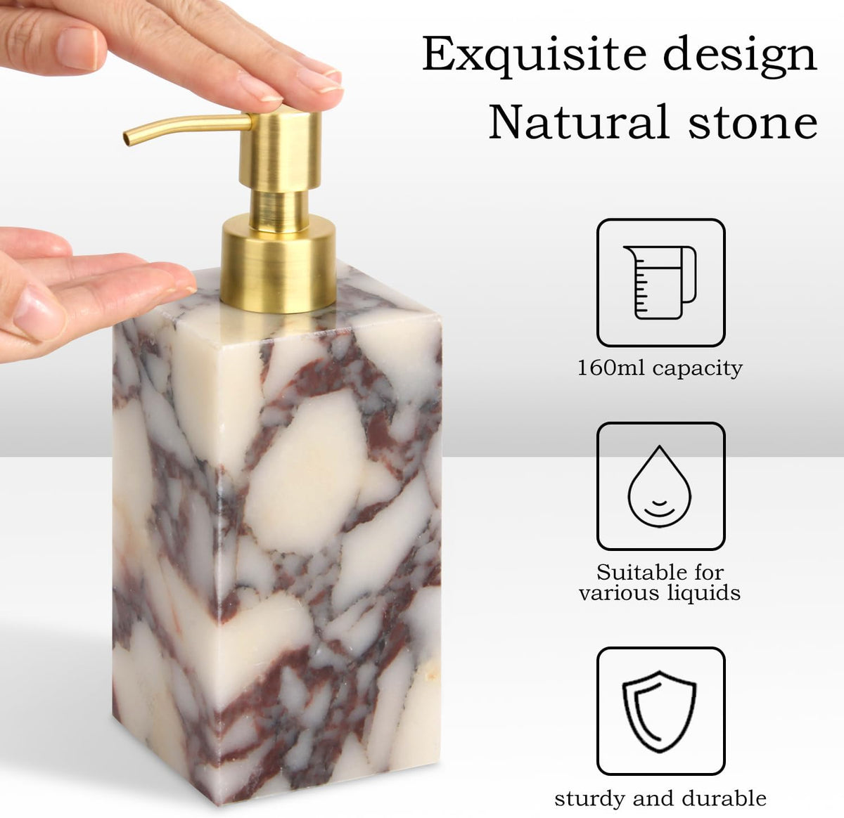 Natural Calacatta Viola Marble Soap Dispenser