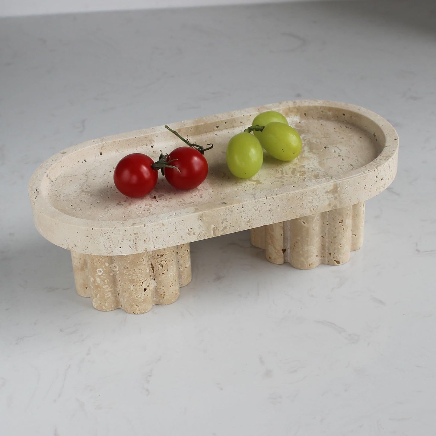 Natural Travertine Marble Oval Tray