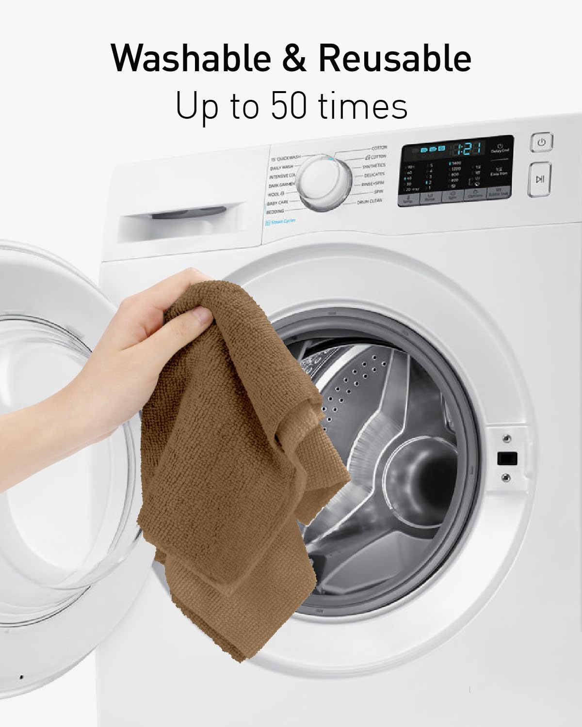 Fantasticlean Microfiber Cleaning Cloth Roll -60 Pack, Tear Away Microfiber Towels, 12" x 12", Reusable, Washable, Scratch Free, Ultra Absorbent Dishcloth for All-Around Cleaning (Beige & Tan)