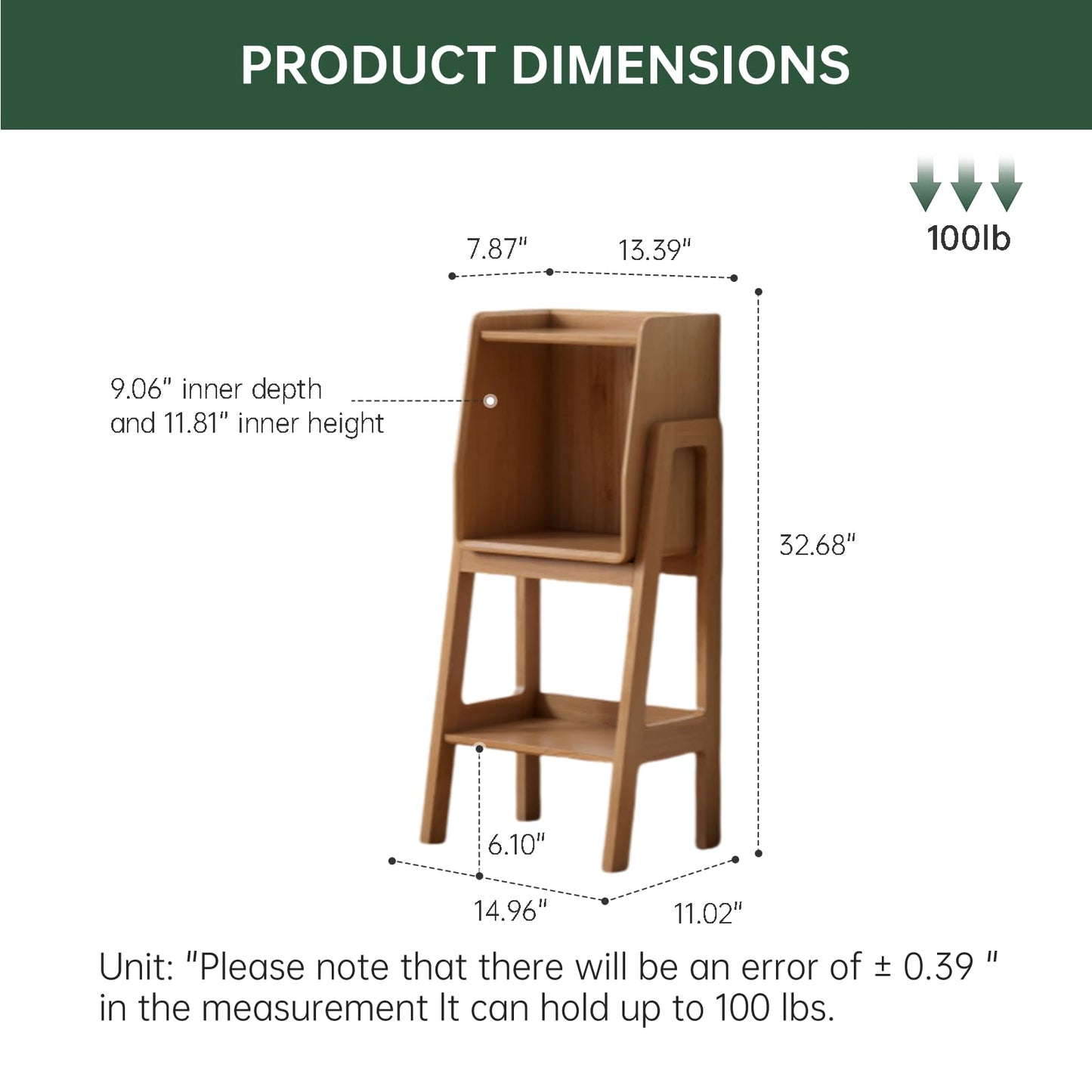 Solid Oak 3 Tier Ladder Bookshelf