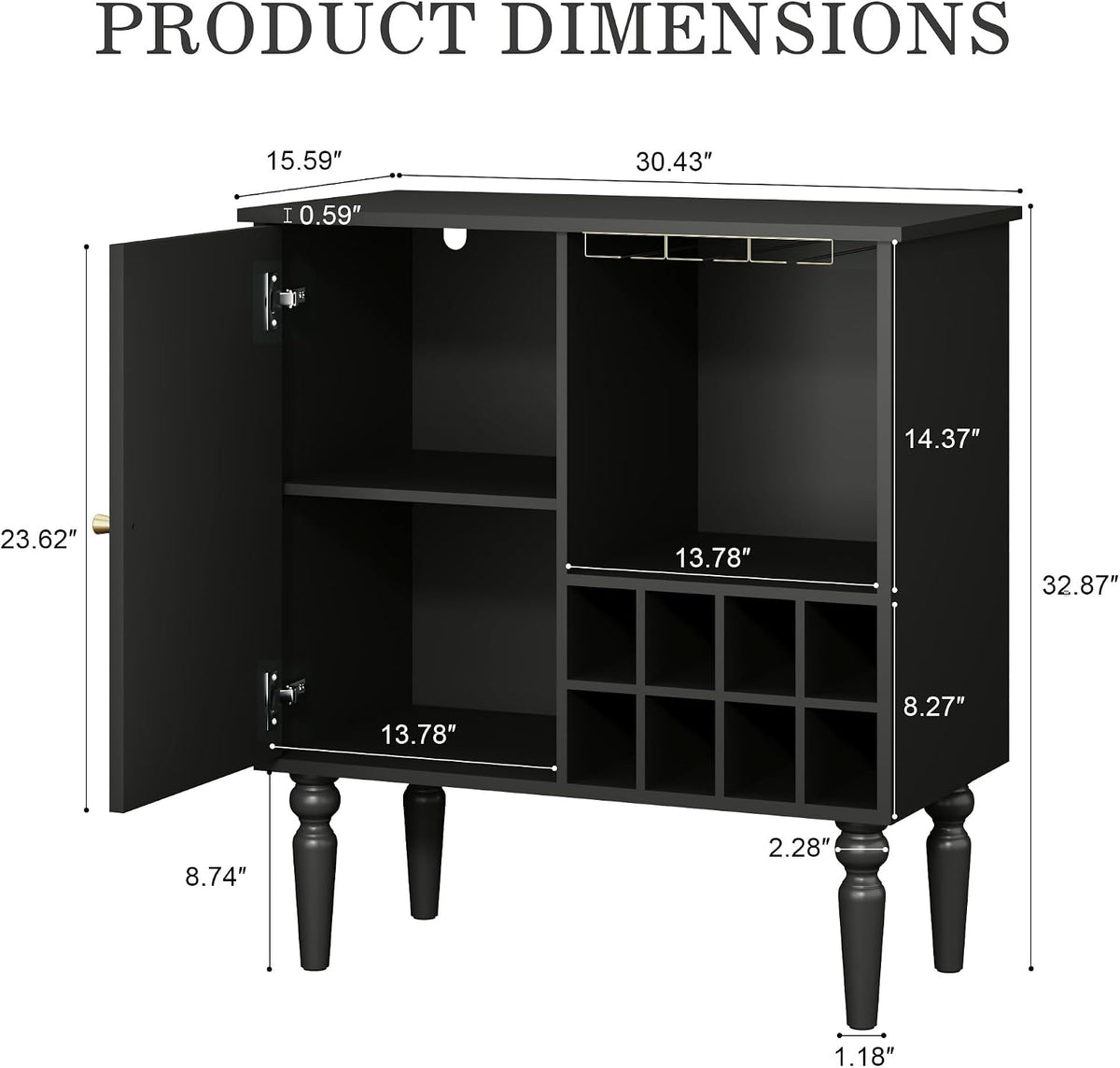 Arched Fluted Coffee Bar Cabinet with Storage & Wine Racks