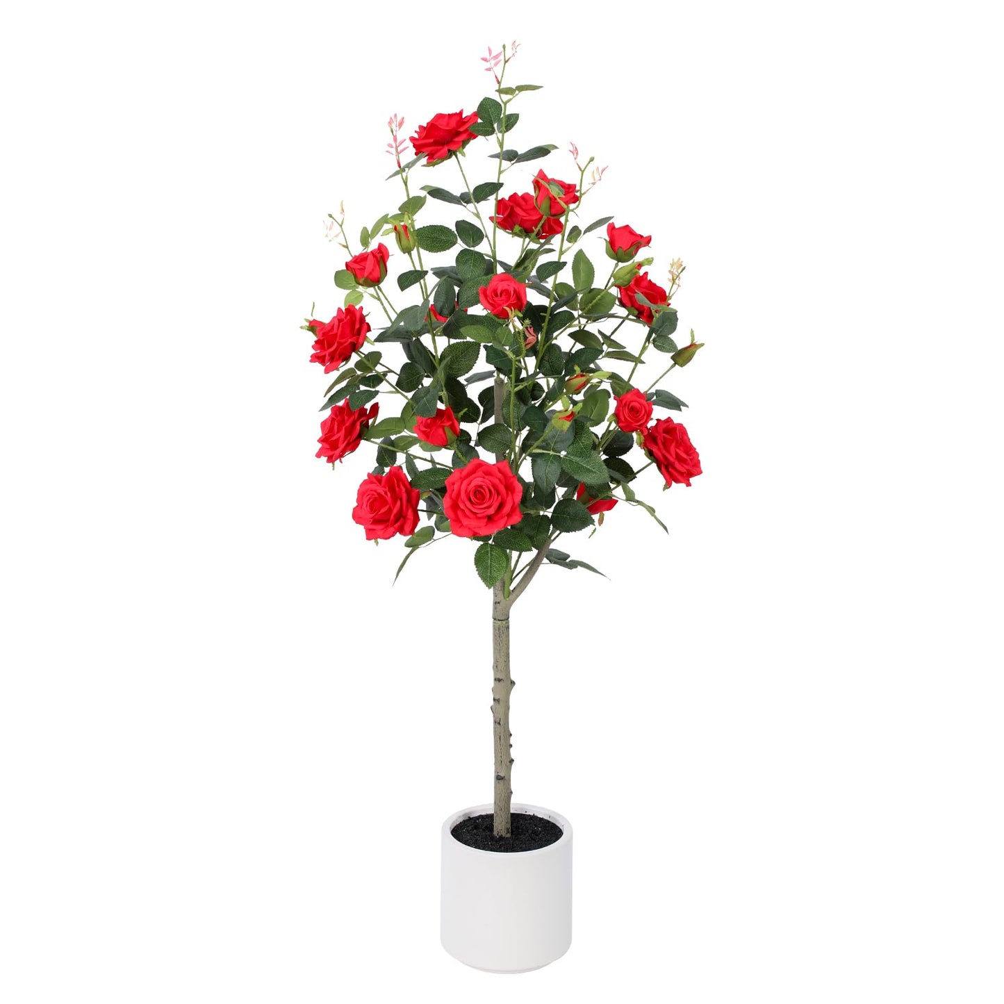 Yepdin 63 inch Artificial Camellia Tree with White Flower Pots - White Fake Tree,5 Ft Faux Plants Indoor wich Blooming,Artificial Plants for Indoor & Outdoor Home Front Door Decor