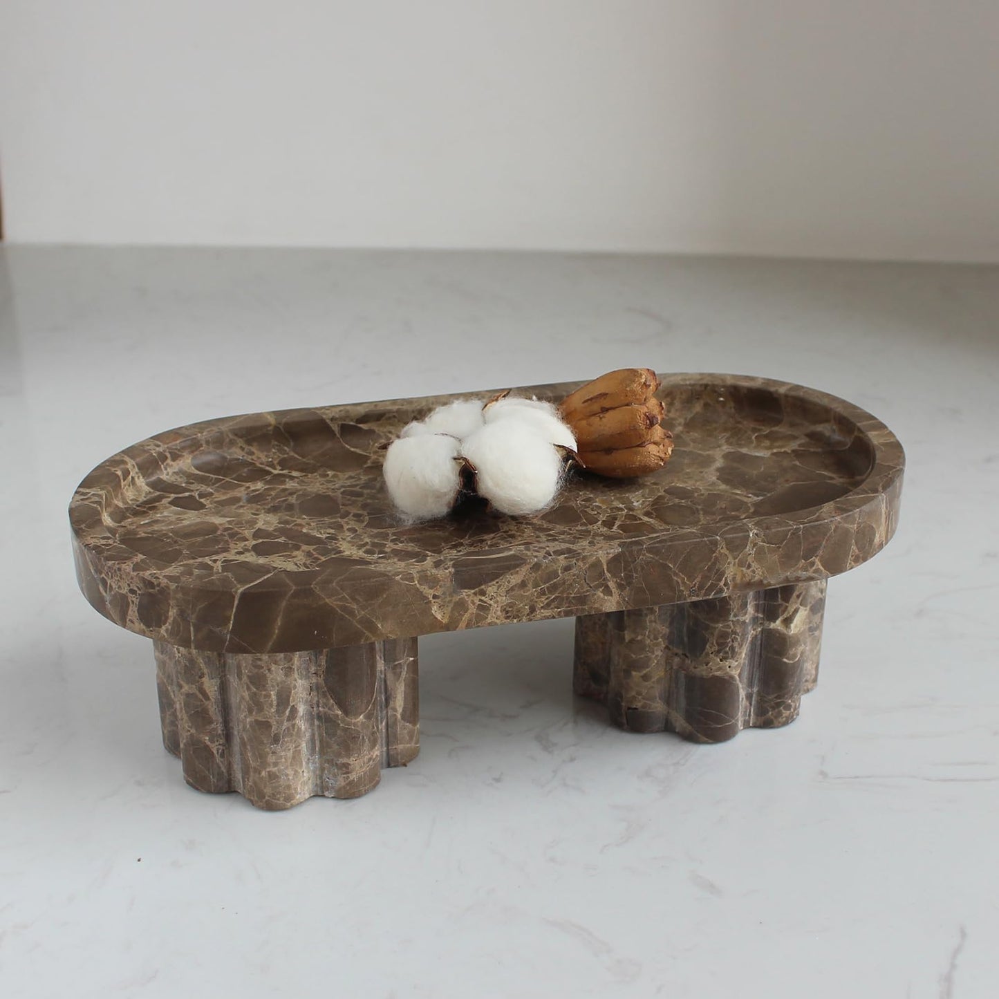 Natural Travertine Marble Oval Tray