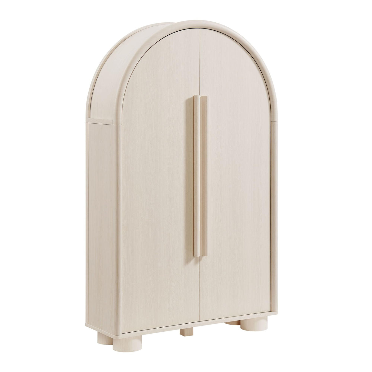 Modern Arched Storage Cabinet with Concealed Desk & Shelves