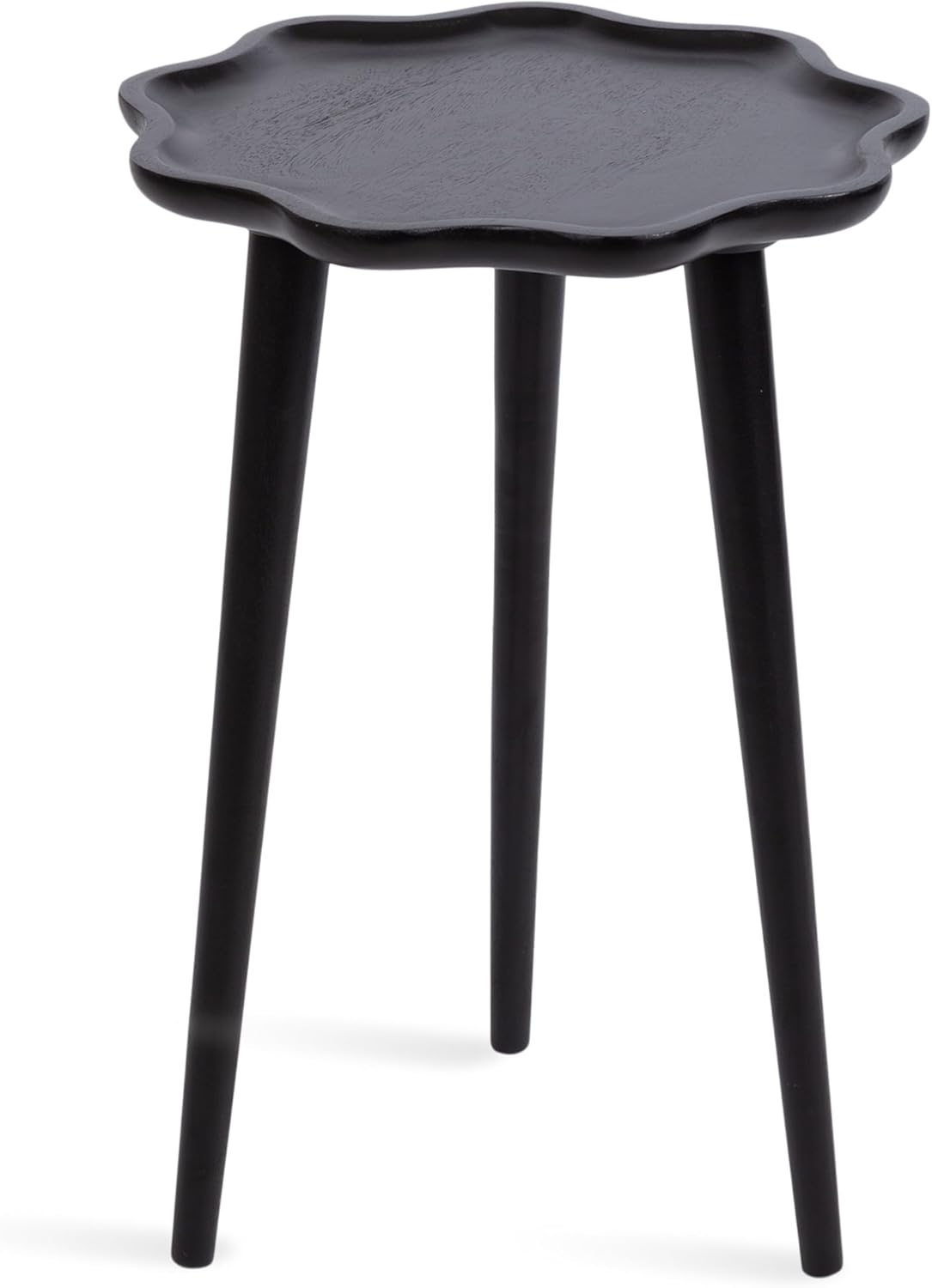 Kate and Laurel Alezar Modern Wooden Round Side Table, 15 x 15 x 22, Walnut Brown, Mid-Century Solid Wood End Table with Wavy Edge for Bedroom Nightstand or Living Room Accent Table
