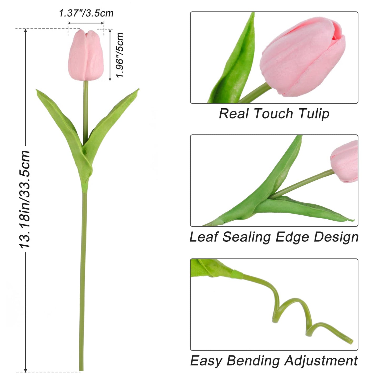 Beferr White Tulips Artificial Flowers 18Pcs Faux Silk Tulip Real Touch Tulip Fake Flowers Bouquets Arrangements for Mother's Day Easter Spring Flowers Gifts Home Table Decor