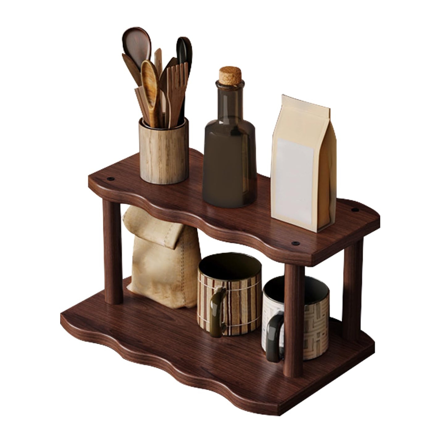 Wooden Mug Holder Countertop Cabinet